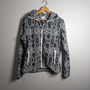 Columbia Black and White Print Zip Up Fleece | Medium